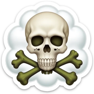 a poisonous cloud of gas, dark swamp color, with an image of a skull and two crossed bones behind the skull sticker