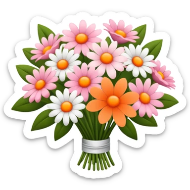pink flower bouquet orange pink white sticker