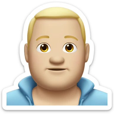 fat white guy with buzz cut, blonde hair and blue eyes sticker