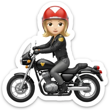 moça loira de capacete em uma moto honda preta sticker