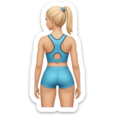 sporty woman cartoon emoji style without cloths back view sticker