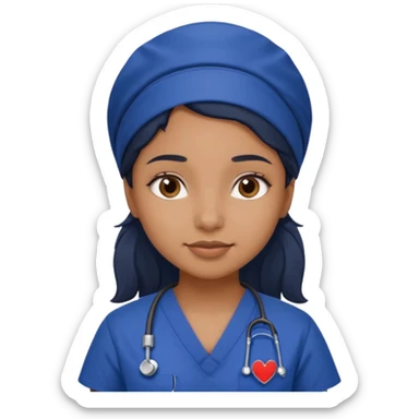 A brown girl wearing dark blue scrubs sticker