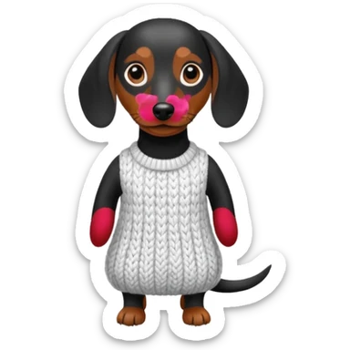 Bassotto ) in bianco e nero con vestitino in maglia sticker