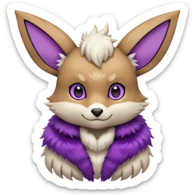 Hyper-realistic pastel wildlife Beautiful Real life wild feral Frosty Albino Shiny White with Violet markings Eevee-Liepard-Zangoose-Pokémon-Digimon-Fakémon-fusion-hybrid-creature sticker