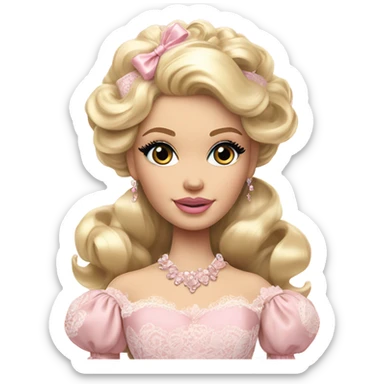 Blonde Rococo Barbie wearing pale pink gown sticker