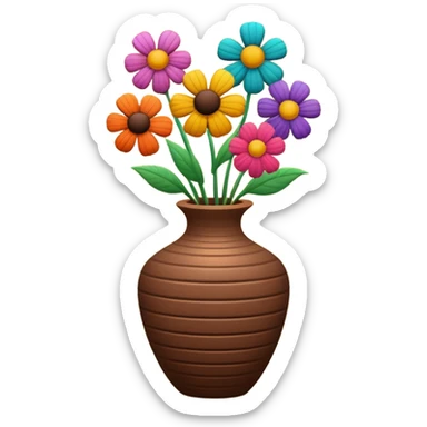 Corduroy ridged vase with flowers sticker