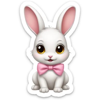 Baby bunny with coquette bow on ear sticker