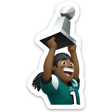 Philadelphia eagle mascot lifting Lombardi trophy with confetti celebration  sticker