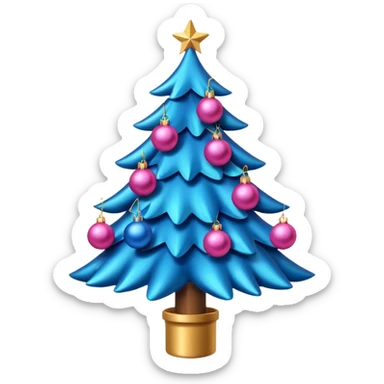 A Christmas tree pink and blue ornaments  sticker