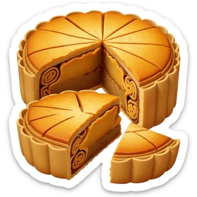 chinese moon cake cut in half sticker