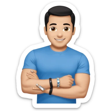 pretty bratz emoji of salman khan wearing a black tee, silver- blue bracelet, black hair sticker