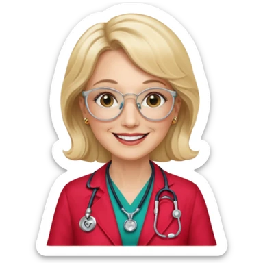 she is about 65 years old with blond hair, likes gucci, is a phd in cardiology sticker