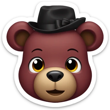maroon teddy bear with black bow sticker