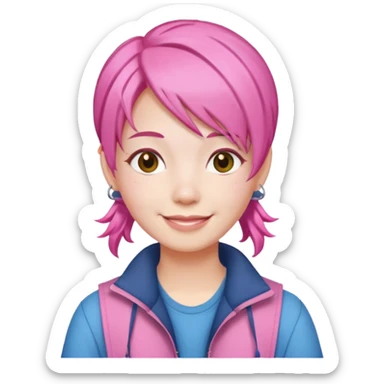chinese pink haired toutist sticker