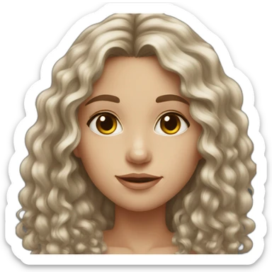 girl with dark brown long curly hair, fair skin and hazel eyes sticker