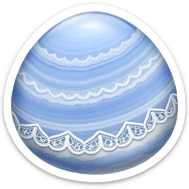 Blue lace agate cabochon with delicate pale blue and white lace-like bands in a smooth polished dome sticker