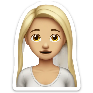 Girl crying on her pillow ￼ sticker