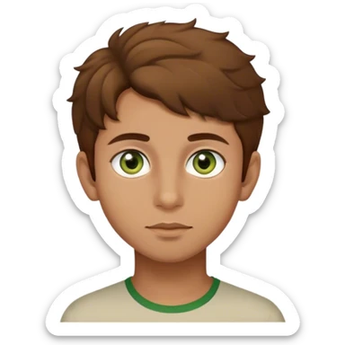 Pakistani boy  with hazel green eyes, brown hair slightly curly, and olive to light skin sticker