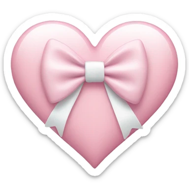 Pastel pink heart with white bow sticker