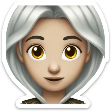 Dark hair elf girl pale skin sticker