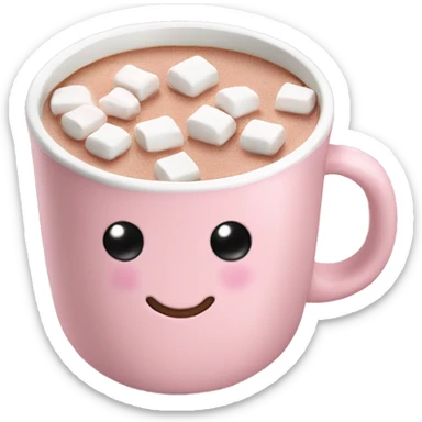 Light Pink mug of hot chocolate with marshmallows  sticker