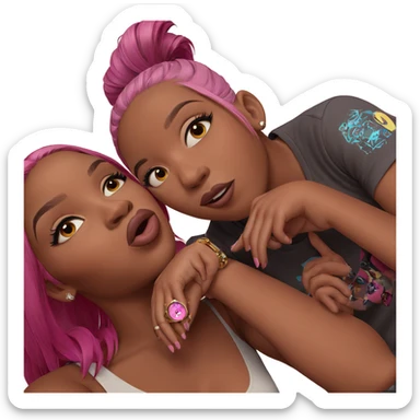 girls with pink hair watch sticker