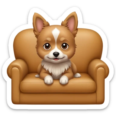 little dog on a couch  sticker