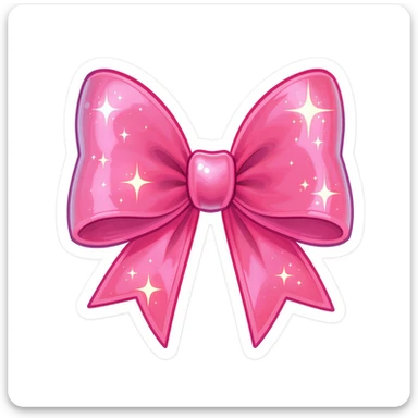 kpop bow emoji, cute and shiny, with sparkles, no background sticker
