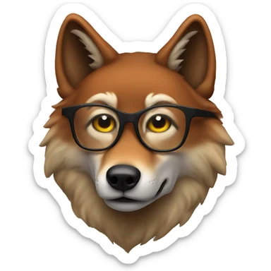 A red wolf with glasses sticker