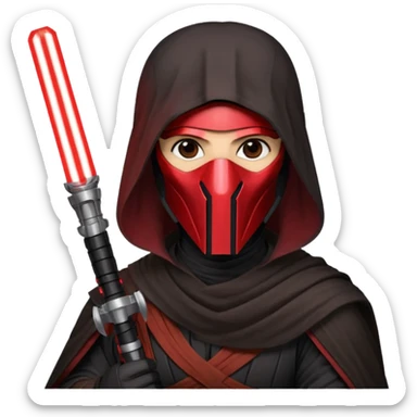 Darth Revan with his mask on holding red lightsaber mainly face shot not as much body sticker