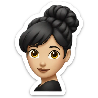 A girl with black bun hair  sticker