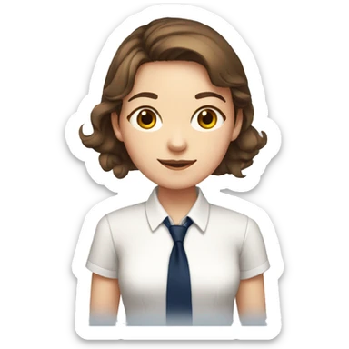brown haired school girl in white shirt and navy tie sticker