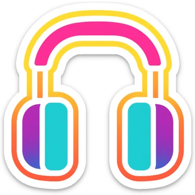 headphones with glowing neon effect, vibrant colors, glowing outline on dark background sticker