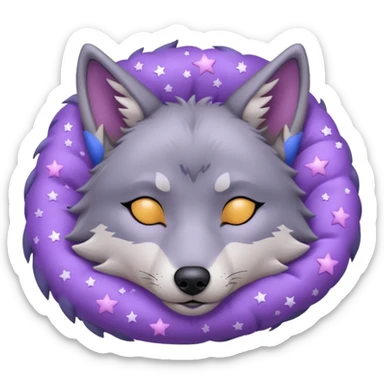 A wolf of winterfell from game of thrones sleeping under lilac stars sticker