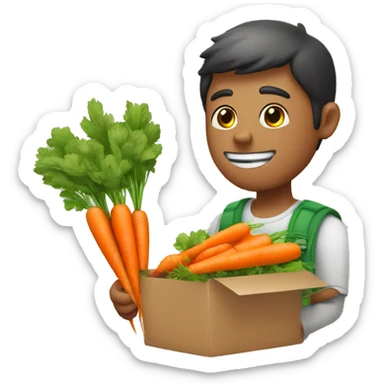 guy gifting carrots bouquet insteasd of flowers sticker