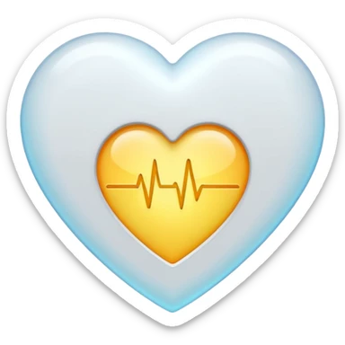 white heart with a pulse, Discord emoji style, simple and bold sticker