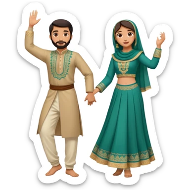 pakistani dancing man and woman modest full body sticker