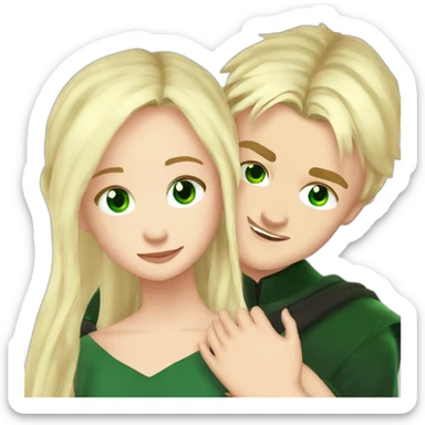 Draco malefoy and blond girl green eyes hugging sticker