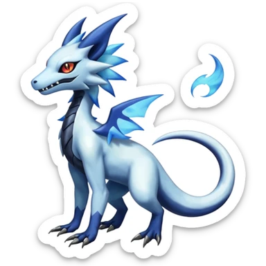 White iridescent Salandit-Zeraora-Absol-Shinx-fusion-hybrid, full body sticker