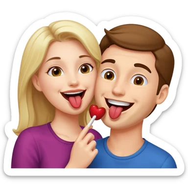A woman licking a man happily sticker