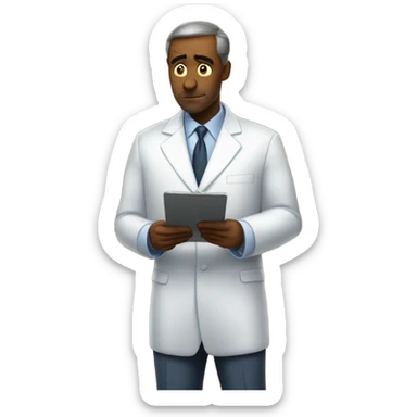 Nervous boss in food warehouse regarding metrics sticker