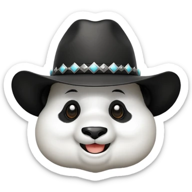 A panda head whit cowboy hat sticker