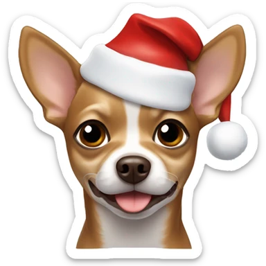 brown chihuahua with Santa hat sticker