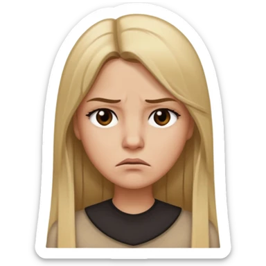 Mujer color de piel moreno claro, con cabello rubio largo, lacio y suelto, ojos negros, molesta  sticker