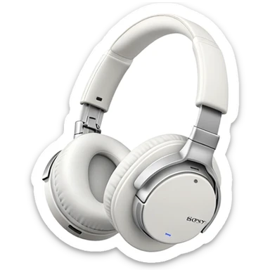 Full-sized white Sony headphones with over-ear cups and Sony logo, professional looking with plush ear cushions sticker