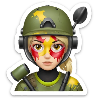 paintball player face girl sticker