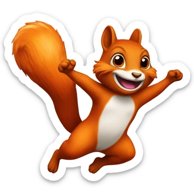 jumping orange burnt squirrel sticker
