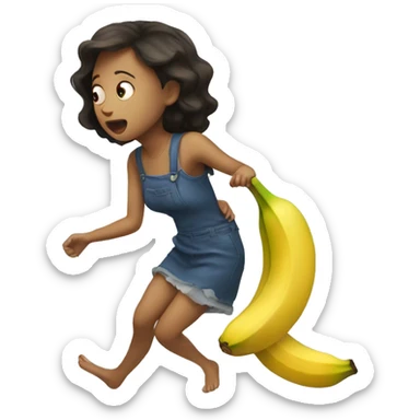 girl slipping on a banana sticker