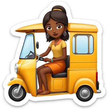 Indian Girl in a tuk tuk sticker