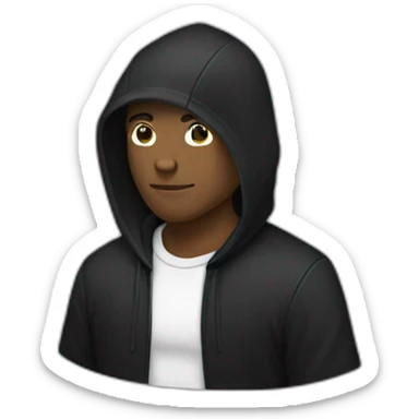 Draw an emoji of a guy with black clothes with a black hoodie without a collar and a black suit sticker